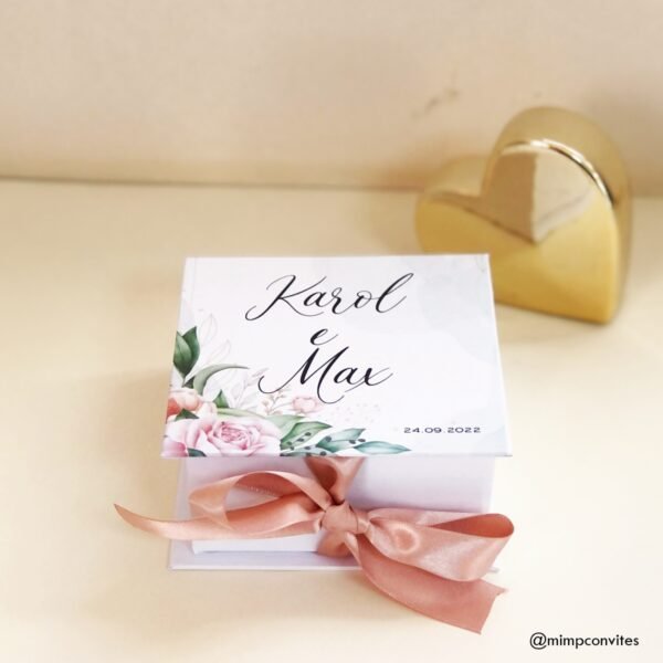 Caixa Convite padrinhos rose (10x10x5 cm) - Imagem 2