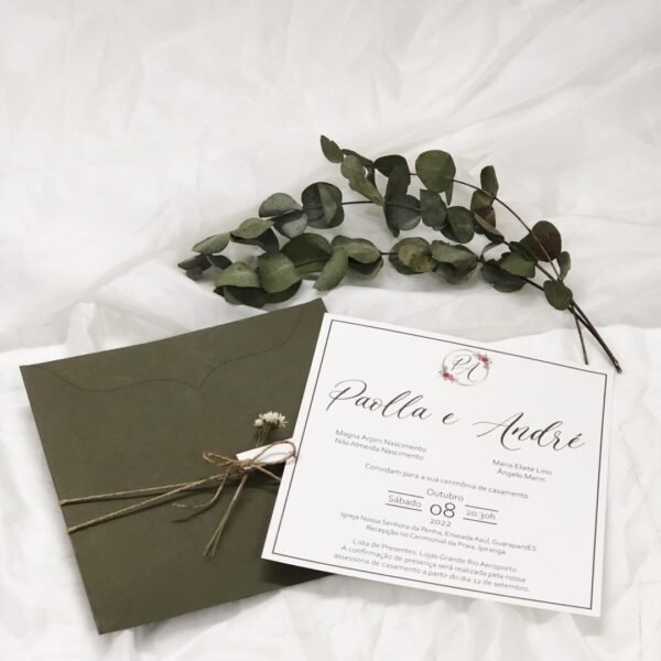 Convite De Casamento Verde Oliva