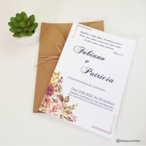 Convite De Casamento Rústico Floral