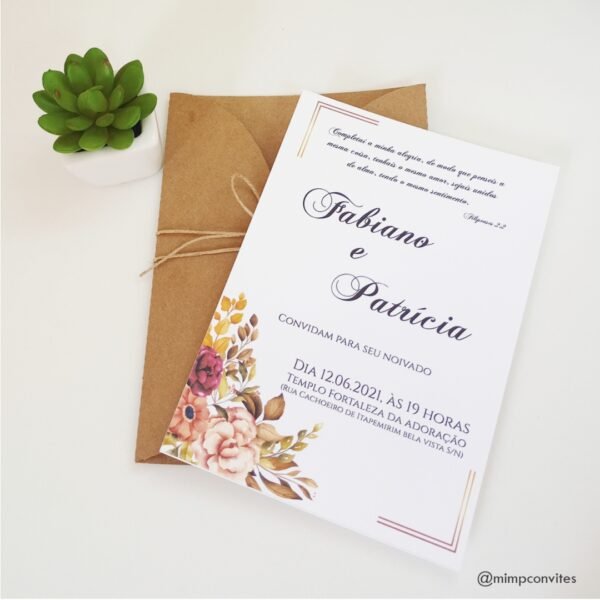 Convite De Casamento Rústico Floral